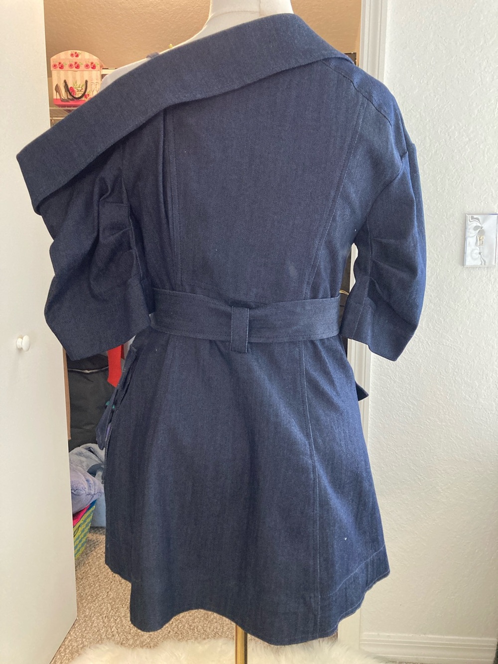 cinq a sept Dark Navy Denim Utility Blazer with Belt